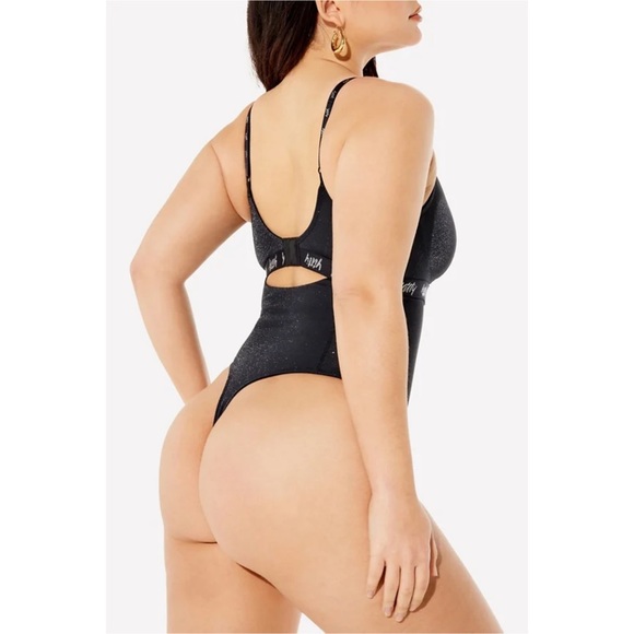 New Yitty Spotlight Shaping Demi Cup Thong Bodysuit in Shimmer black Small - Picture 2 of 7